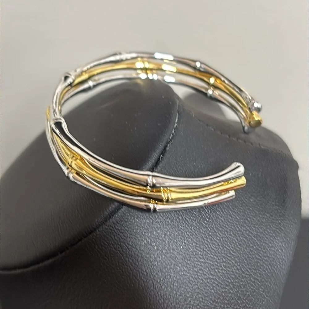 Rustic Cuff Two Tone Gold Silver Tone Bracelet New in Bag Gift